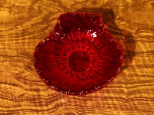 Mid Century Italian Red Glass Shell Ashtray