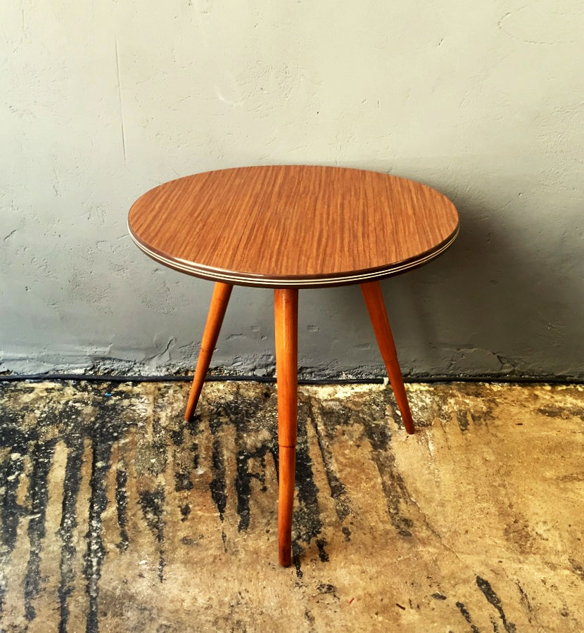 Round Formica Mid Century Side Table, Round Formica Table