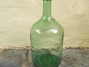 Vintage Green Glass Made Big Bottle, 34cm High Excellent For Decoration Ref:bt1