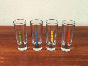 Vodka Absolut 4 Collectable Shot Glasses With City Names