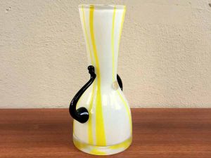 Vintage Bohemian Mid Century Modern Yellow Vase, Chechoslovakia ’60s