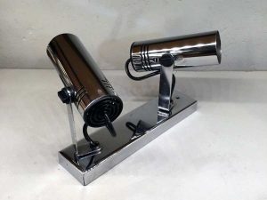 Vintage Inox Wall Lamp Light With Two Adjustable Spots