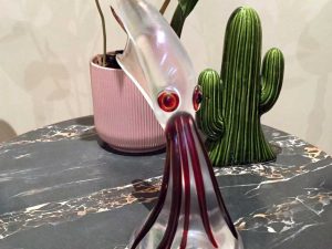 Vintage Solid Glass Squid Murano Unique Decoration Item