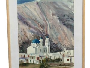 Αυθεντικός Πίνακας Ζωγραφικής Υδατογραφία Του Έλληνα Ζωγράφου Κ.Ντάφου “Σίφνος”