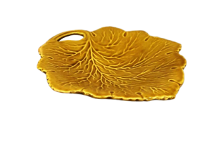 Vintage Mustard Ceramic Decorative Leaf Shape Plate