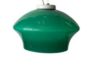 Mid Century Vintage Κρεμαστό Φωτιστικό Οροφής Πράσινη Οπαλίνα