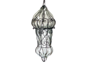 Vintage Handmade Caged Glass Ceiling Light