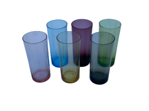 Set Of 6 Colorful Glasses For Drinks Or Water 1960’s