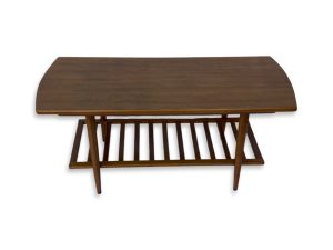 Restored Mid Century Danish Design Coffee Table With Slatted Shelf