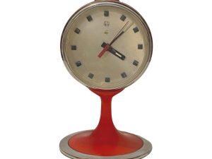 Λειτουργικό Mid Century Κόκκινο Επιτραπέζιο Ρολόι Γραφείου