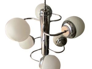 Vintage Inox Space Age Ceiling Light With 6 Bulbs