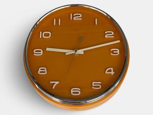 Mid-Century Metamec Wall Clock In Orange, Working Factory Mechanism ’60s