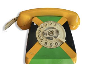 Retro Tηλεφωνική Συσκευή Με Την Σημαία Της Τζαμάικας